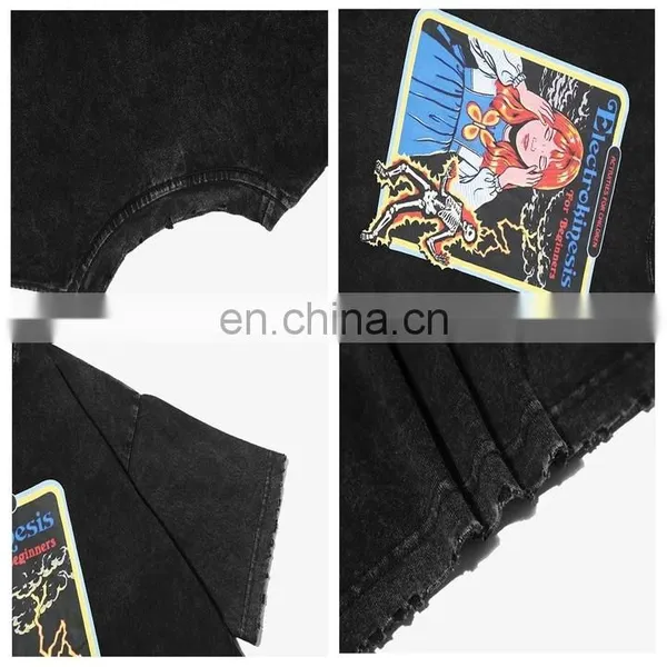 DiZNEW Wholesale Bulk High Quality Mens Hip Hop Acid Wash Oversize T-shirt photo-6