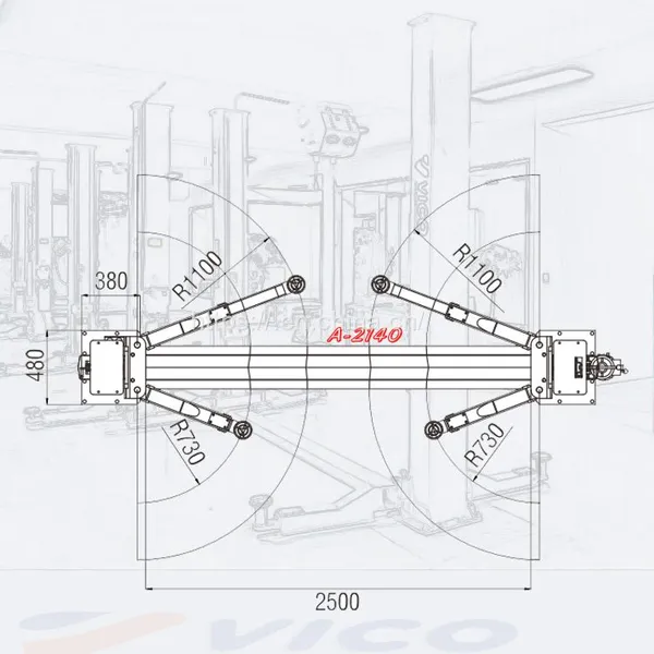 4 Ton One Side Release Two Post Hydraulic Car Lift With CE Certificate V-LZW-A-2140 photo-5
