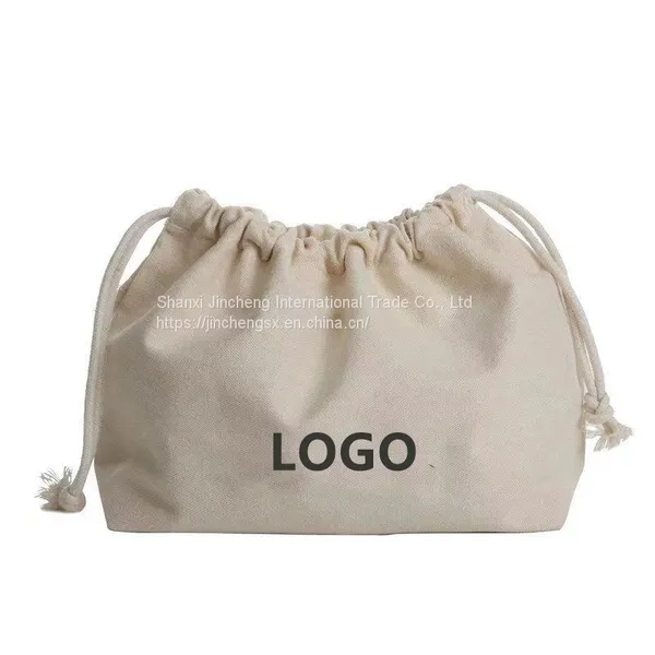 Custom Logo Size Printed Small Eco Friendly Double Sided Packaging Cotton Linen Drawstring Bag photo-5