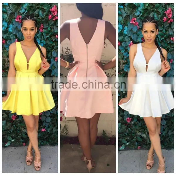 V Collar Sexy Sleeveless Dress Miniskirt Nightclub Dress