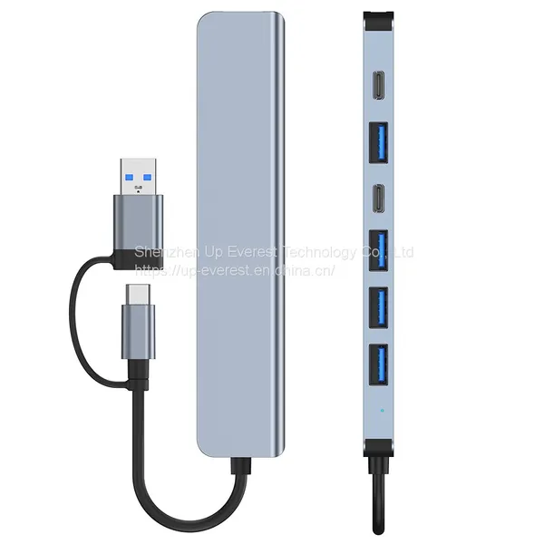Cheap Price Aluminum 7 in 1 USB Hub USB 3.0*1+USB 2.0*4+USB-C*1+PD*1 USB Hub photo-2