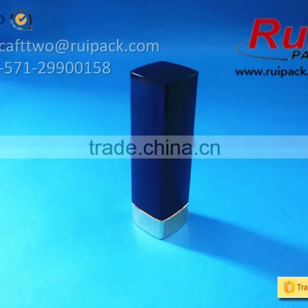 Black Square Lipstick Tube With All Cover Cap, Sqaure Lip Stick Tube With Gold Inner photo-2