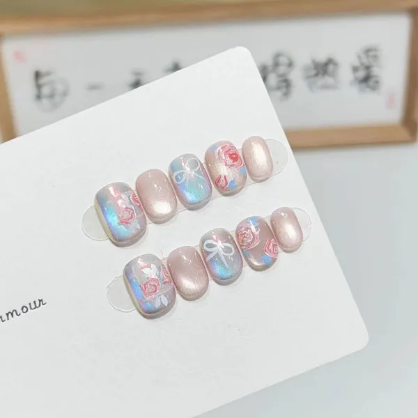 Everyday Short Nail Designs Handmade Reusable Nail Tips Glue-on Nail Tips/false Nails Collection