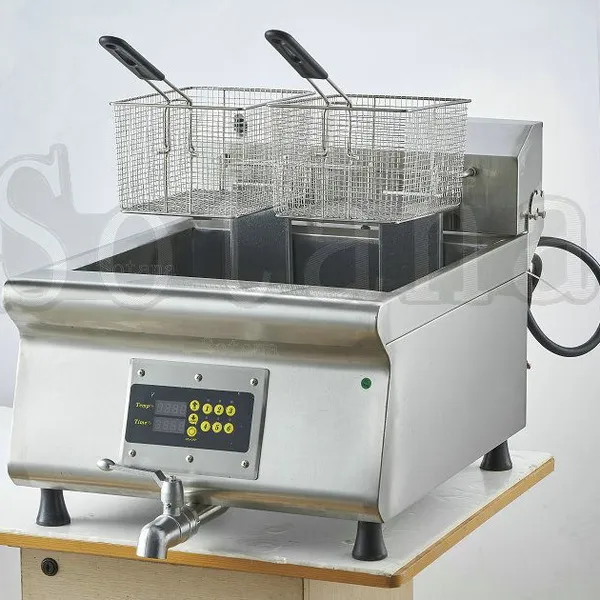 Single-cylinder Double-screen Electric Fryer With Oil Drain Valve and Computer Control