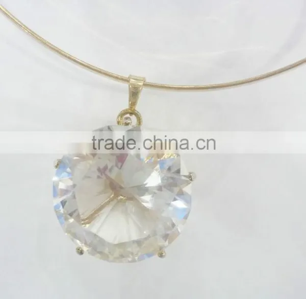 FACHION BIG GLASS STONE PENDANT COLLAR NECKLACE photo-3