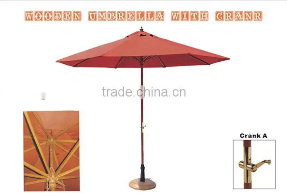 Top Quality Outdoor 9 Foot Light Wood Poly Garden Umbrella