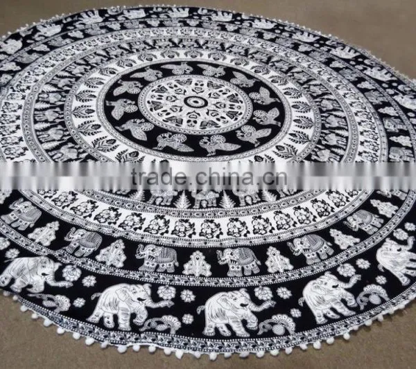 High Quality Mandala Round Beach Towel With Tassel photo-2