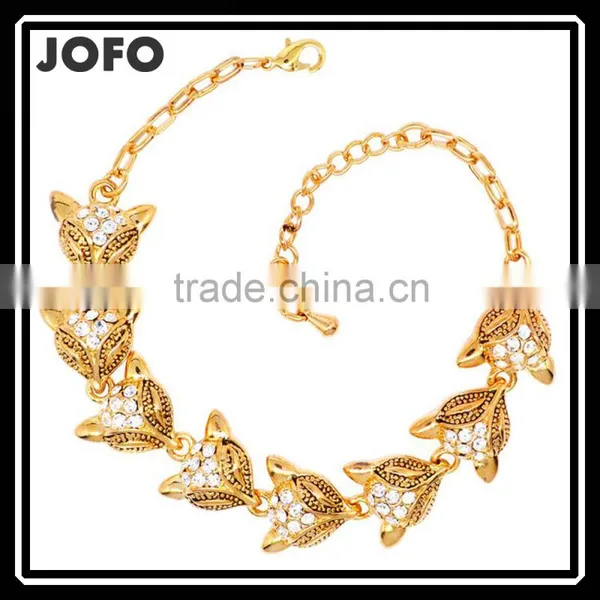Sparkling Crystal Fox Head Bracelet High Quality Alloy Fashion Bracelets Wholesale