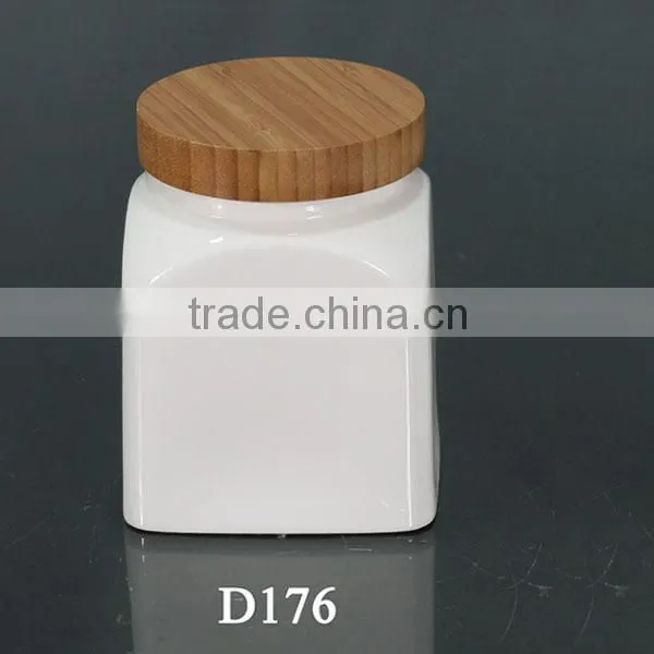 Ceramic Canister Jar With Wooden Lid photo-4