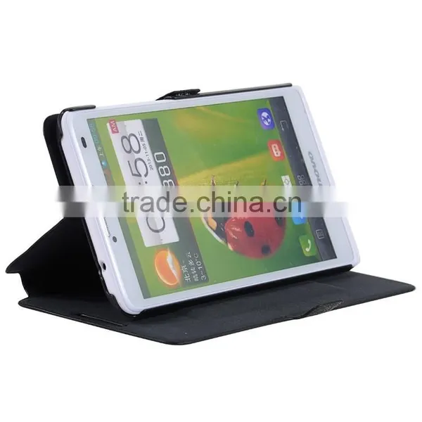 China Manufacture Artificial Leather Holster With Magnetic Fastener Design Sleeve for Lenovo A880 photo-3