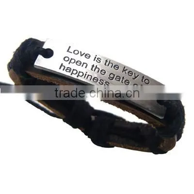 Lover Bangle Women and Men Leather Name Engravable Custom Design Love Declaration Letter Bangle Valentine's Day Gifts