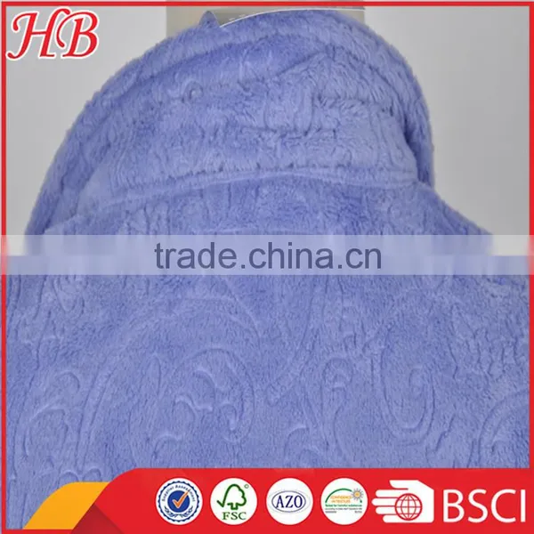 3D Embossed Coral Fleece Zip Bathrobe photo-6