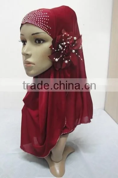 H289 Latest One Piece Instant Hijab With Flower and Rhinestones photo-6