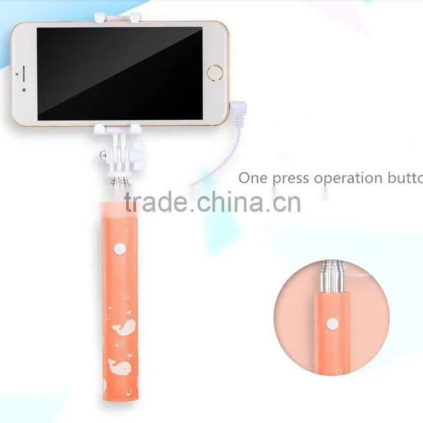 Cute Printing Foaming Handle Sefie Stick Travalling Portable Monopod Selfie Stick photo-2