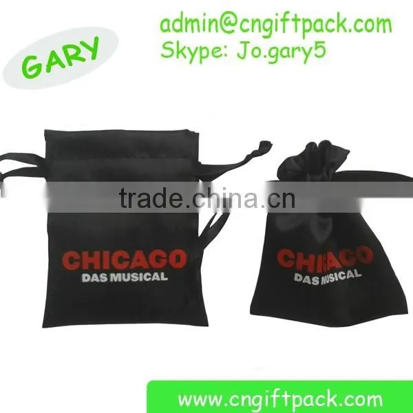 10x15cm Black Satin Drawstring Jewelry Bag photo-5