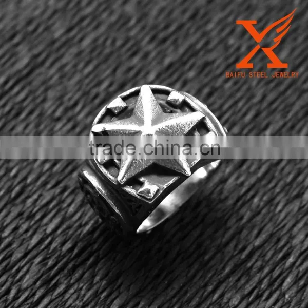 In Stock Wholesale Titanium Rings Stainless Steel 316L Split Eastern Star Rings