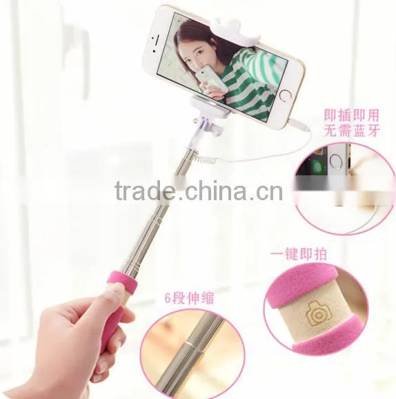 High Quality Extendable Mini Handheld Wired Remote Shutter Selfie Stick Monopod for Cellphone photo-3