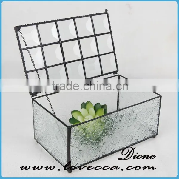 Metal Decoration Vintage Gift Cabinet Display Home Stained Glass House Container photo-4