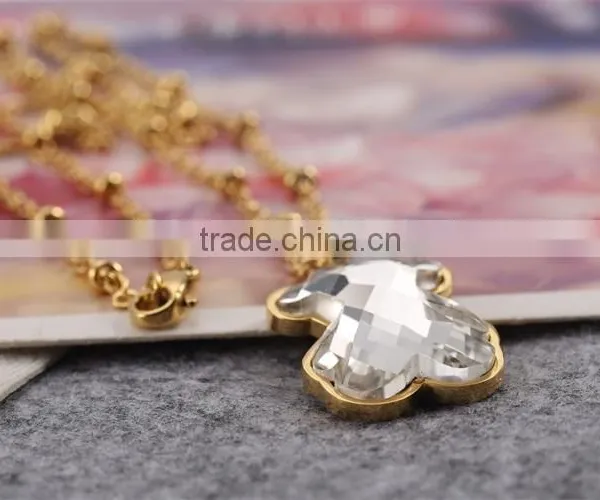 China Top Wholesale Fashionable Gold Chain White Big Charm Necklace With Bear photo-2