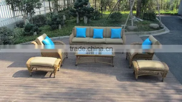 6Pcs Round Rattan Sofa Set Garden photo-2