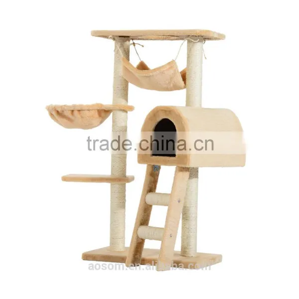 PawHut 100 cm Deep Cream Cat Tree Scratching Activity Center photo-2