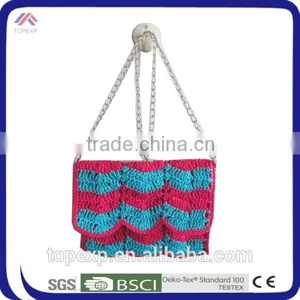 Multicolor Crochet Straw Bag With Metal Handle photo-2