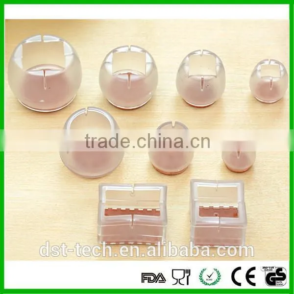 Transprent Soft Rubber Round Table Chair Leg Floor Protectors With Felt photo-5