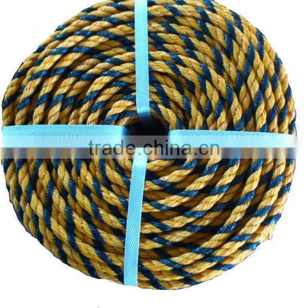 3-strand Twisted Yellow and Black Color Virgin pe Mark Tiger Rope,pe Marking Rope photo-3