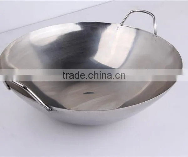 High Quality Chinese Cookware Manufuturing Stainless Steel Wok Pan photo-6