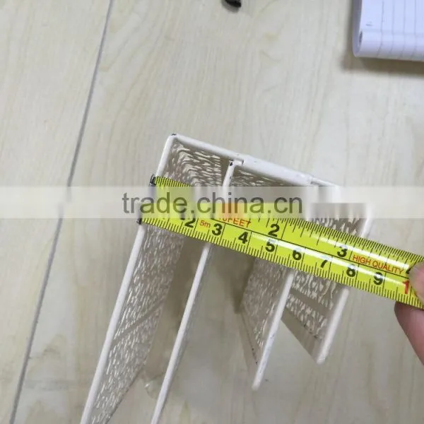 White Hollow-out Decorative Pattern Metal Wire Desk Top Paper Organizer File Folder Holder Office File Rack Office File Rack photo-2