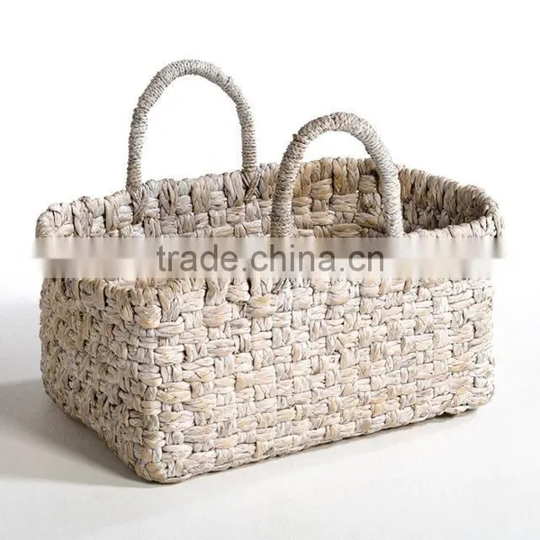 White Washed Color Water Hyacinth Laundry Basket, Handicrafted in Vietnam photo-2
