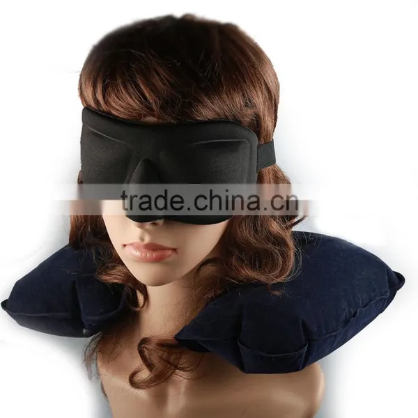 3 IN 1 Travel Suit Air Cushion Portable Pillow & Eye Mask Cover & Earplugs
