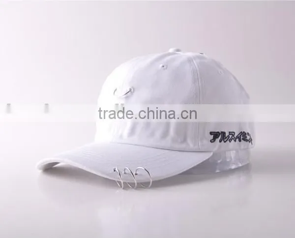 Clearance Sale Hip Hop Unisex Solid Ring Safety Pin Curved Hats Baseball Cap Men Women Snapback Caps Sport Casquette photo-5