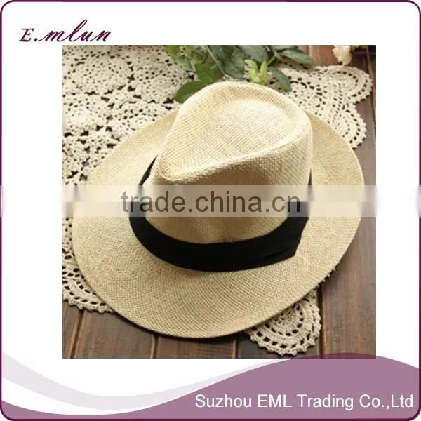Fashion High Quality Wide Brim Straw Fedora Hat