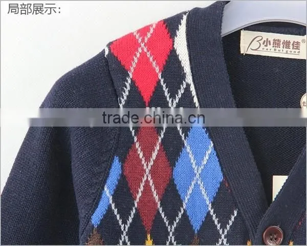 British Style Argyle Boys Knitwear Cardigan photo-3