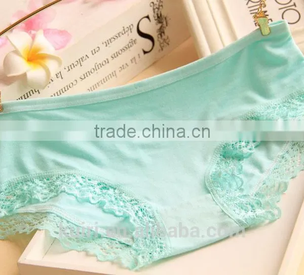 OEM Pure Color Lace Bamboo Charcoal Comfortable Women Underwear 100A photo-5