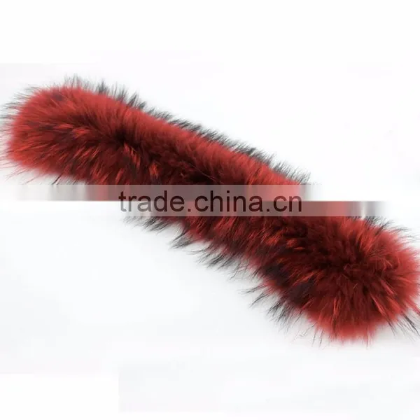 Myfur Royal Blue Genuine Raccoon Fur Collar Hood for Winter Coat photo-3