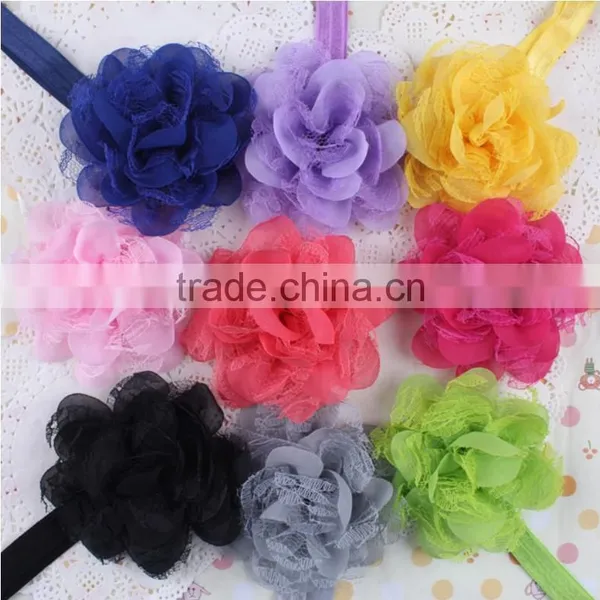 2014 New Style Fashion Chiffon Headband Hairband Baby Girl Flowers Headbands With Elastic Kids' Hair Accessories Baby Headwear photo-3