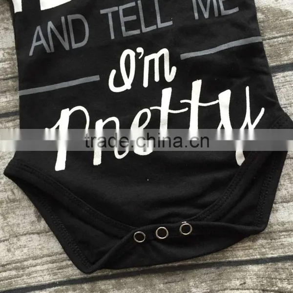 Infant Baby Girls Boutique Clothing Sets Toddler Outfits Feed me and Tell me I'm Pretty Romper Infant Toddler Girls Romper photo-2