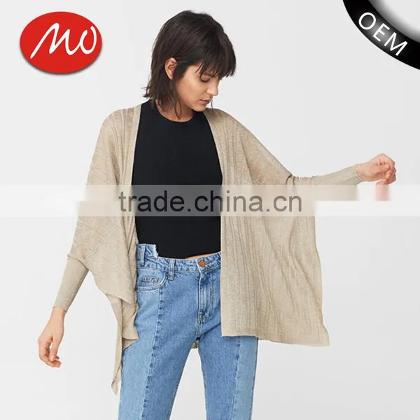 Women's Dolman Long Sleeve Loose Cashmere Knitted Thin Cardigan With Best Quality
