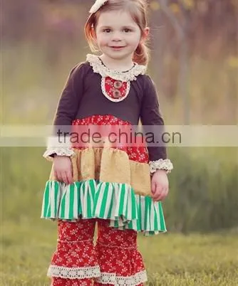 Wholesale Printed Ruffle Girls Boutique Clothes Sets photo-6