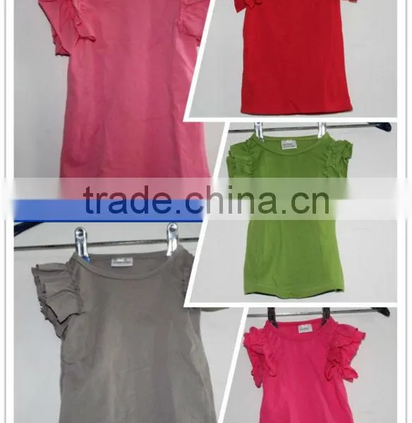 Soft and Breathable!!! 2013 Fashion/latest Solid/plain Cotton Girls' Tops/pettitops/ Petti Casual Tops Ruffle Petti Top/tshirt