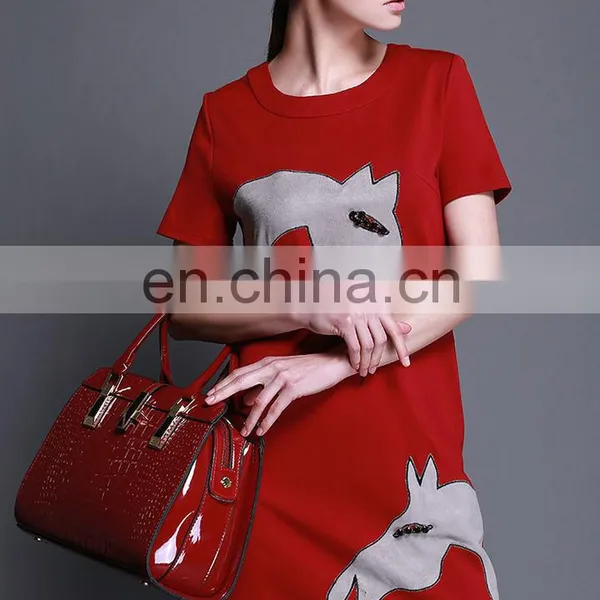 Short Sleeve Patch Embroidery Horse New Ladies Dress photo-3