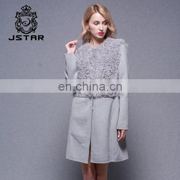 Hand Made Lambs Wool Collar Women's Double Side Cashmere Coat photo-5