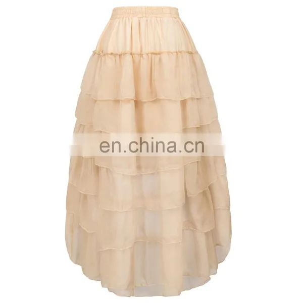 Belle Poque Women Ladies Amelia Steampunk Elastic Waist Ruffled Champange Chiffon Color Cake Skirt BP000227-2 photo-3