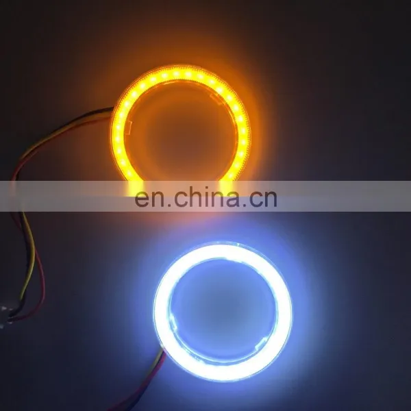 Dual Color COB LED Angel Eye Halo Ring White Yellow photo-4