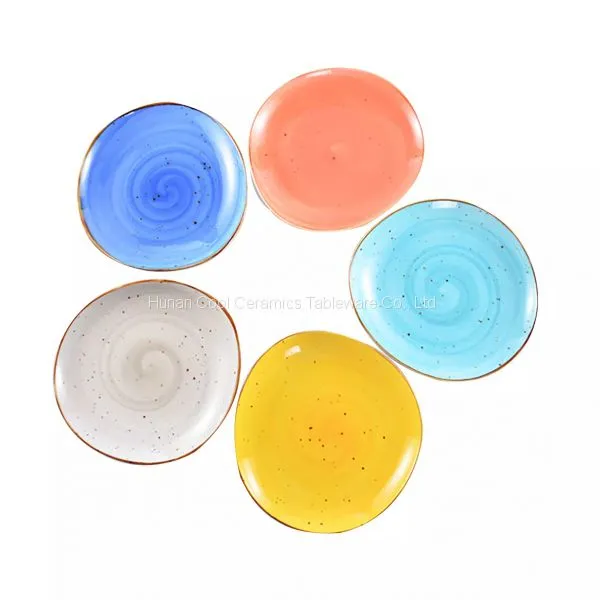 High Quality Restaurant Hote Use Color Glazed Stoneware Ceramic Plate photo-2