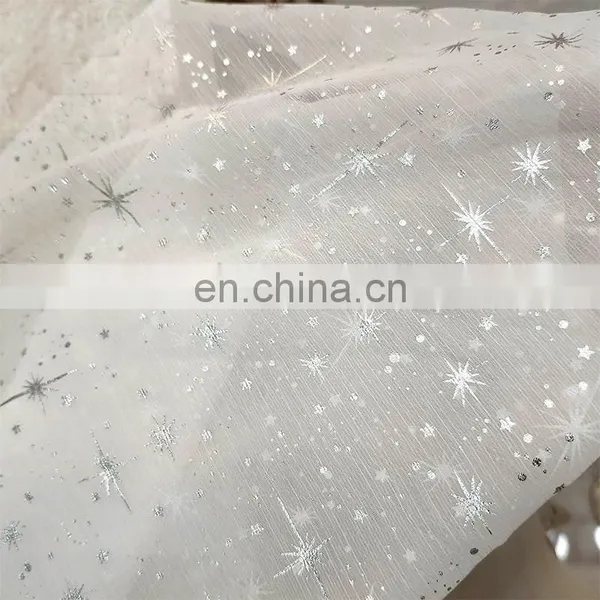 Wholesale Polyester High Quality Crinkled/Creped/Wrinkled Bronzing Chiffon Printed Fabric for Dress photo-3