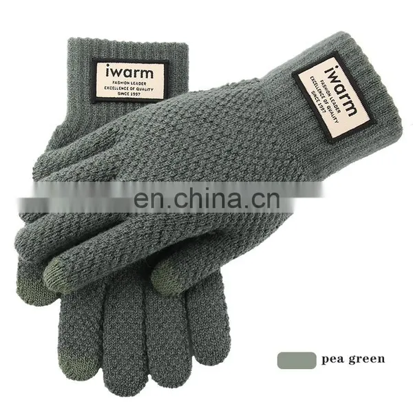 Cheap Winter Unisex Anti Slip Touchscreen Magic Knit Smartphone Acrylic Tactile Touch Screen Winter Knitted Gloves photo-2
