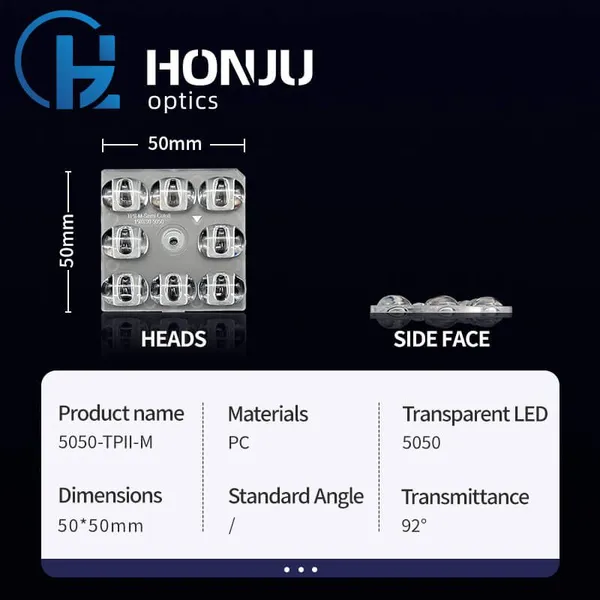 Hongzhu 50X50mm Outdoor Light Lens 5050 PC 8 In 1 Led Outdoor Lighting Street Light Lens photo-4